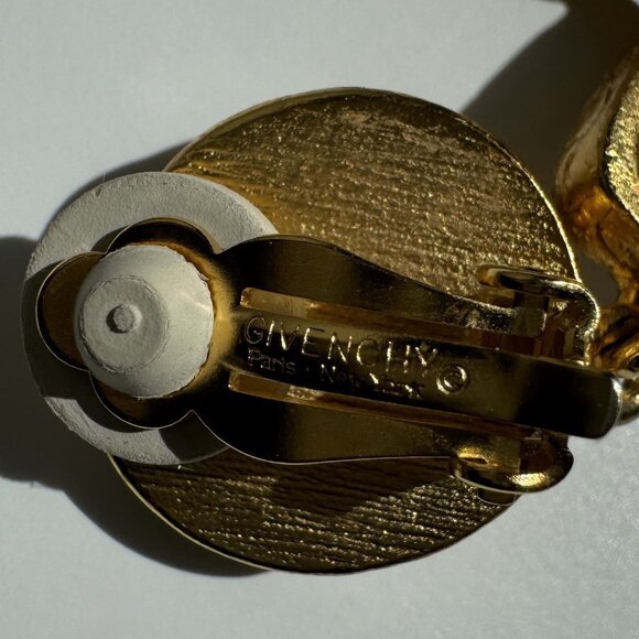 Vintage GIVENCHY Opal Lucite Golden Earrings Clip on Oversized - Picture 4 of 9